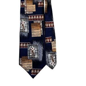 Vintage Silk Football Novelty Tie Navy All Silk‎ Sports Fan